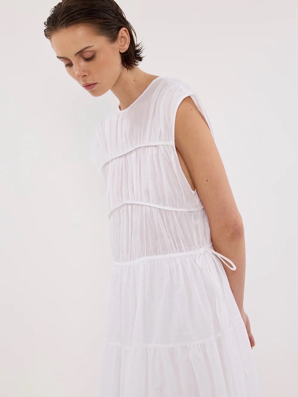 DISSH Flynn White Linen Blend Midi Dress - Picture 2 of 9